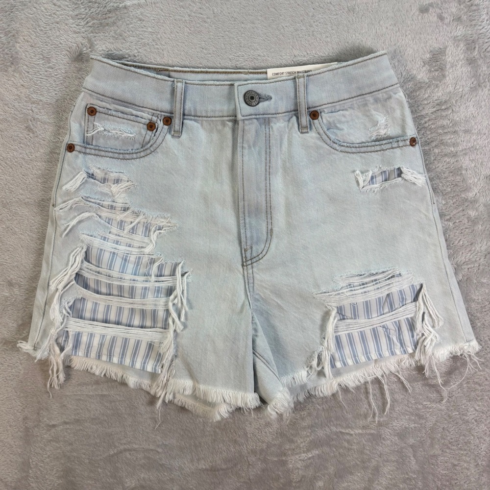 American Eagle Denim Shorts Highest Rise 90s Boyfriend Distressed Size 0 NWT